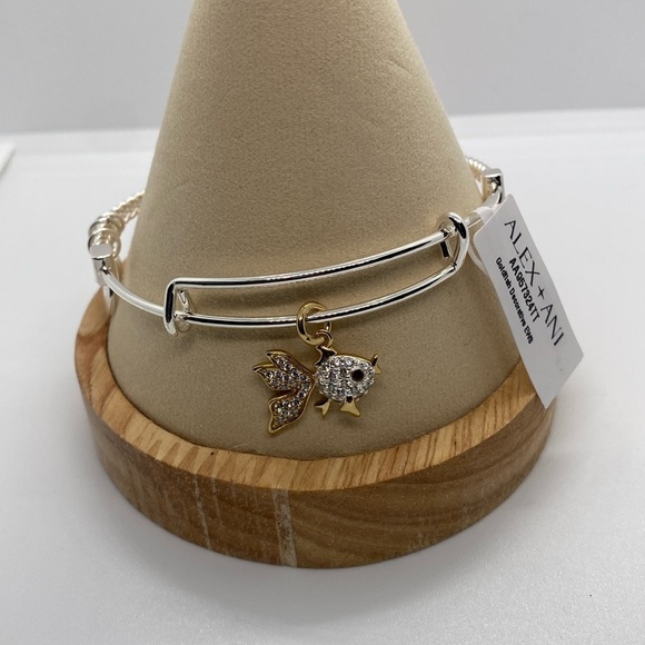 Alex and Ani Jewelry - Alex and Ani Two-Tone Textured Goldfish Charm Bangle